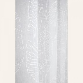 Biela záclona Flory s listovým vzorom 140 x 250 cm