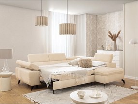 Krémová ženilková rohová pohovka (pravý roh/do L) Marbeya – Ropez