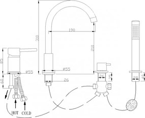 Mexen ALMA vaňová 4-otvorová batéria, chrómová, 75032-00