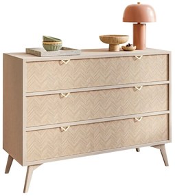KOMODA FONDY JEDLIČKA SCANDI + PIESKOVO BÉŽOVÁ ŠUPLÍKY 106 cm