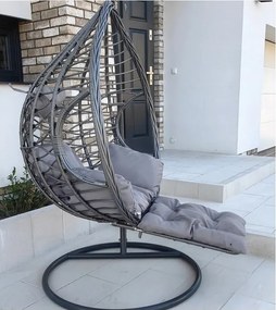 Sivé závesné kreslo s podnožkou DOMINIKANA WAVES