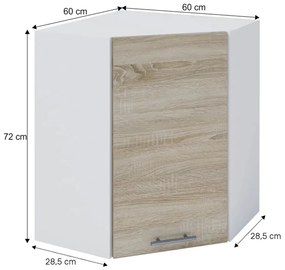 Horná rohová kuchynská skrinka W60N Flor. Vlastná spoľahlivá doprava až k Vám domov. 1014746
