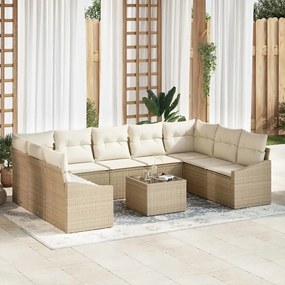 vidaXL 10-dielny jedálenský set do záhrady s vankúšmi v hnedom poly ratane