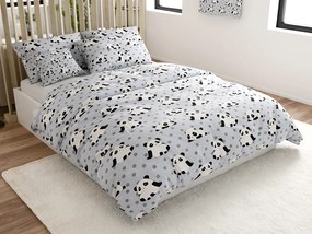 Obliečky z mikrovlákna PANDA sivé Rozmer obliečky: 70 x 80 cm | 140 x 200 cm