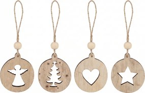Vianočná ozdoba RUSTIC JOY drevená 7,5 cm - rôzne vzory
