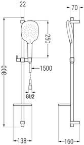 Mexen sprchový set DQ22, chróm, 785224581-00