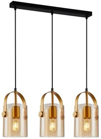 ITALUX PND-32453-3-GD+AMB - Luster na lanku NANESMA 3xE27/40W/230V zlatá