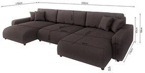 Hnedá menčestrová rozkladacia/s úložným priestorom rohová pohovka Sara – Ropez