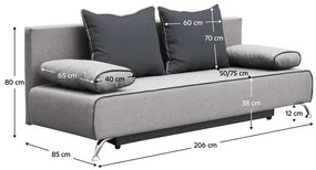 Rozkladacia pohovka TYMON- sivá