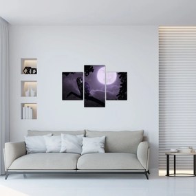 Obraz - Nočná sova, fialová (90x60 cm)