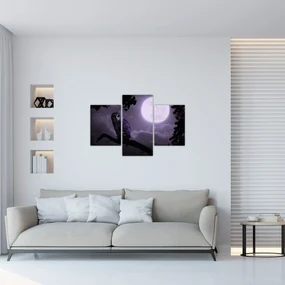 Obraz - Nočná sova, fialová (90x60 cm)