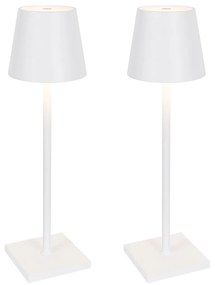 Sada 2 vonkajších stolových lamp bielych vrátane LED a nabíjateľného stmievača - Janet