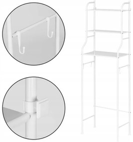 VERK GROUP Kúpeľňový regál nad práčku s 3 policami, biely, 153 x 65 x 25 cm