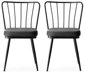 Súprava 2 ks jedálenských stoličiek Yildiz čierna/tmavosivá