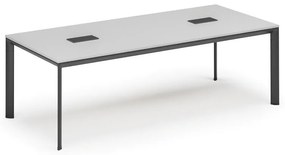 Rokovací stôl PRIMO INVITATION, 240x120 cm, biela + 2x stolná zásuvka TYP VI, čierna