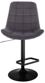 LuxuryForm Barová stolička PARIS VELUR na čiernom tanieri - šedá