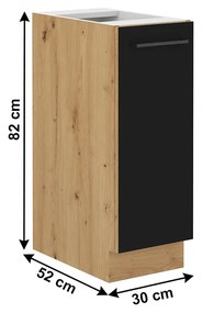 Dolná kuchynská skrinka Meriel 30 D CARGO (čierna + dub artisan). Vlastná spoľahlivá doprava až k Vám domov. 1034000