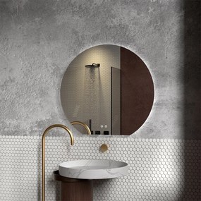 Mereo Mereo, zrkadlo okrúhle s rovnou hranou 800x740 mm, ambientné LED osvetlenie a odhmlievanie, MER-CN185