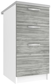 Kuchynská skrinka Belini spodná so zásuvkami 40 cm šedý antracit Glamour Wood s pracovnou doskou  TOR SDSZ40/0/WT/GW/0/E
