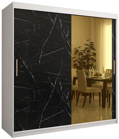 Skriňa Platinum T2 200 biely mramor/čierna