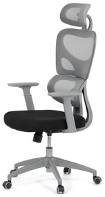Kancelárska ergonomická stolička GRANT II — sieť, látka, sivá