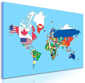 Obraz mapa s vlajkami jednotlivých krajín