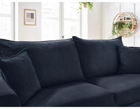 Tmavomodrá menčestrová rozkladacia pohovka 225 cm Augustin – Bobochic Paris