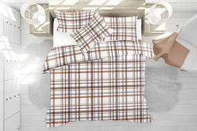 Bavlnené obliečky KOBES kockované 200x220 cm biele/hnedé