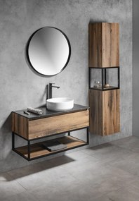Sapho Sapho, SKARA umývadlová skrinka 90x50x45cm, čierna mat/dub collingwood, CG006-1919