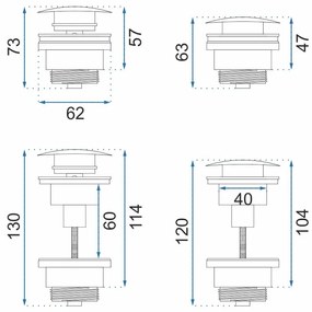 Click/clack zátka MAXMAX Rea chrómová - univerzálna