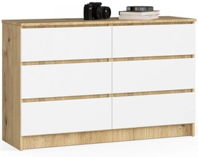 Komoda K120 6SZ - dub artisan/biela
