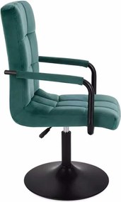 LuxuryForm DESIGN Otočná stolička VERONA BLACK VELUR na čiernom tanieri - zelená