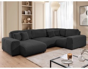Tmavosivá menčestrová rohová pohovka (pravý roh/do tvaru "U") Justin – Ropez