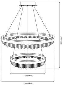 Závesné LED svietidlo Preciosa, 2x LED 85w, 4000k, g