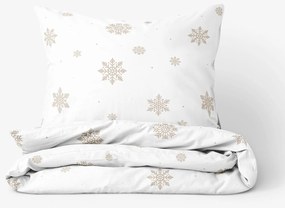 Goldea bavlnené posteľné obliečky - snehové vločky na bielej 140 x 200 a 70 x 90 cm