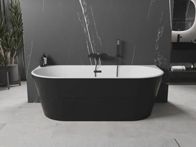 Mexen Oval, voľne stojaca nástenná vaňa 160 x 80 cm, biela-čierna, čierny matný prepad, 52671608075-70