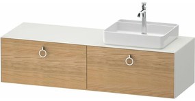 DURAVIT White Tulip závesná skrinka pod umývadlo na dosku (umývadlo vpravo), 2 zásuvky, 1600 x 550 x 408 mm, dub prírodný masív/biela matná, WT4890RH5360000