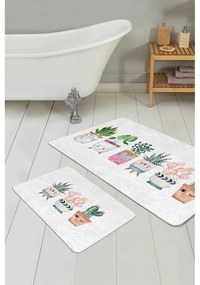 Biele zamatové kúpeľňové predložky v súprave 2 ks 60x100 cm Succulent – Mila Home