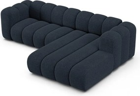 Tmavomodrá ženilková rohová pohovka (pravý roh/s leňoškou) Lupine – Micadoni