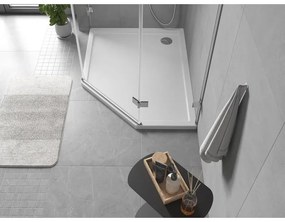 Mexen Flow Slim, ľavostranná päťuholníková sprchová vanička 100 x 90 cm, biela lesklá, 46P109010L