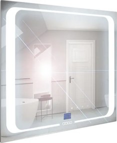 Comodo Zrkadlo závesné s pieskovaným motívom a LED osvetlením Nikoletta LED 4 KÚPEĽŇOVÝ NÁBYTOK-Typ: dotykový vypínač a digitálny displej s hodinami,…