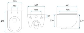 Rea Carlo Mini, závesná WC misa 490x365x370mm, Rimless Tornado NF + toaletné WC sedadlo, biela lesklá, REA-C1260