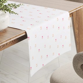 Biante Teflónový behúň na stôl TF-115 Farebné tulipániky na bielom 20x140 cm