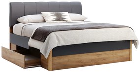 Dvoulůžková postel Ramona 160x200 s šuplíky dub Craft/matná láva