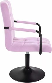 LuxuryForm DESIGN Otočná stolička VERONA BLACK VELUR na čiernom tanieri - levanduľová