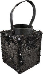 Lucerna s flitrami LOFTY GLAM 27 cm, čierna