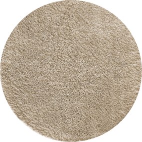 DY Béžový okrúhly shaggy koberec Camel Rozmer: 120 cm