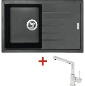Granitový drez Sinks Best 780 s batériou Mix 3 P 500x780 mm čierny