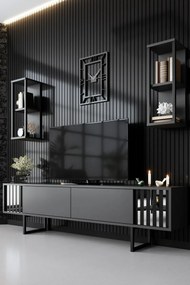 Televízny stolík s policami Chrome Anthracite and Black