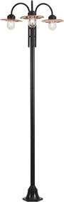 Vonkajšia lampa čierna s meďou 235 cm 3-svetlá IP44 - Mníchov